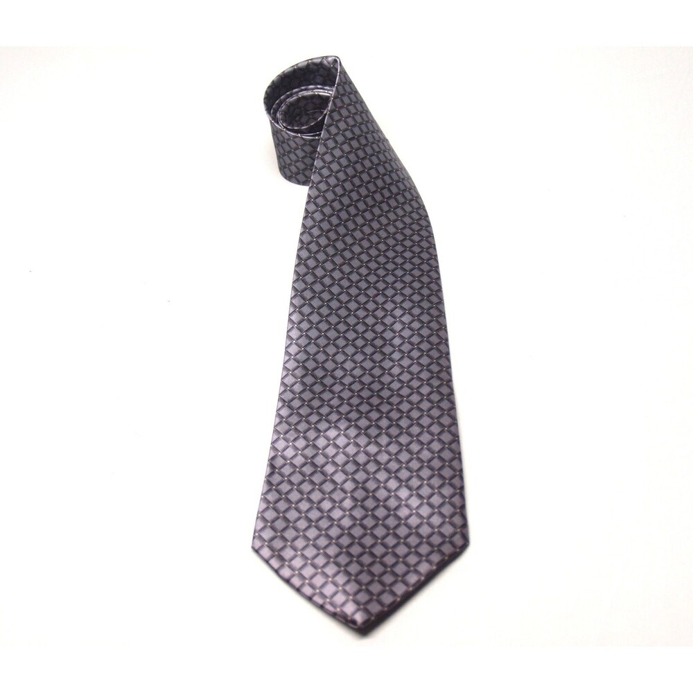 Nisen Tie Shiney Silvery Geometric Design Wide Tie